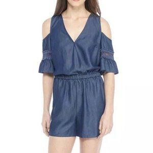 Kaari Blue Women’s Size Small Cold Shoulder Flutter Sleeve Romper New with Tags